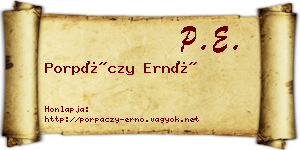 Porpáczy Ernő névjegykártya