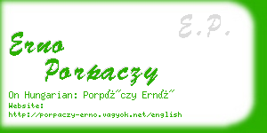 erno porpaczy business card